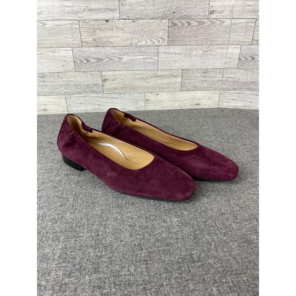 RON WHITE JOJO Suede Ballet Flats Merlot Women’s 5.5 Stacked Heel Comfort Shoes